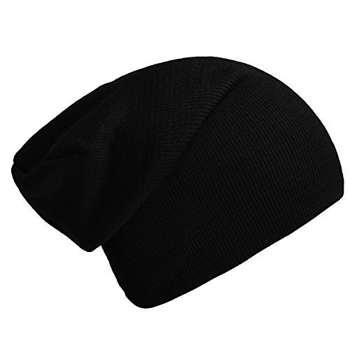 DonDon Bonnet Slouch Beanie pour l'hiver avec design classique et moderne noir