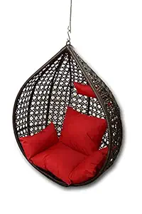 BrookWood - Outdoor Furniture Swing Chair - Brick Brown Color with RED Cushions