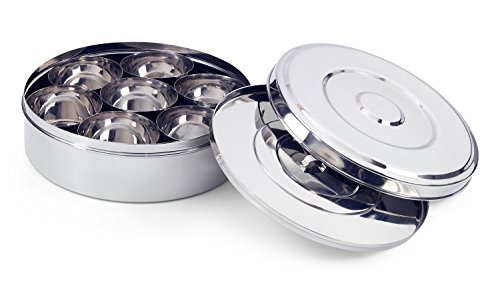 Zinel Gewürzbehälter/Masala Dabba mit 7 Schalen und 2 Edelstahl-Deckeln, 24 cm - 2