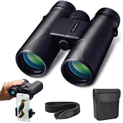 Prismáticos 10x42 Slokey – Binoculares Profesionales, Potentes y de Largo Alcance para Adultos y Niños. Ligeros, Impermeables y de Alta Definición, con Prismas BaK4 y FMC, Ideales para Observación de Aves, Caza, Senderismo, Astronomía, Camping y Otras Actividades al Aire Libre. Incluye Adaptador de Móvil para Hacer Fotos, Correa y Funda