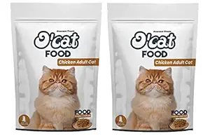 O'Cat Adult Cat Food with Chicken Flavor Complete Food for Adult Cats 1 Kg ( Buy 1 Get 1 Free )