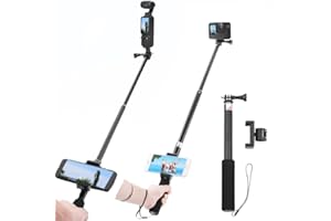 Fenmaru Palo Selfie Varilla de extensión Accesorios Clip de Montaje para teléfono móvil Compatible con GoPro Hero 10/9/DJI Osmo Pocket 3 Cámara de acción
