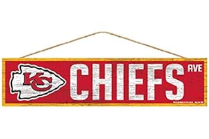 Wincraft NFL Kansas City Chiefs SignWood Avenue Design, Team Color, 4x17