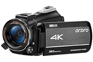 ORDRO Caméra vidéo et photo 4K de 28 mégapixels, 60 fps, zoom numérique 30x et écran tactile de 3 pouces