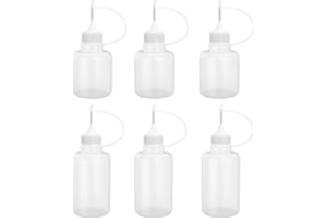 ASYKNM 6 Stücke Dosierflasche, Nadelflasche, Quetschflasche Klein, Spritzflasche, Plastikflasche, Leimflasche Leer, Kleine Plastikflaschen Zum BefüLlen, Mit Nadelspitze, 5ml/10ml