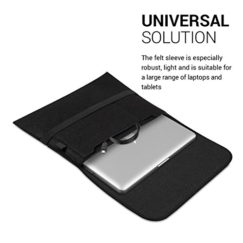 kwmobile Laptoptasche Filz Sleeve für 11″ 11,6″ Laptop / Tablet – Notebook Tasche Schutzhülle Laptop Case Hülle in Schwarz mit Innentaschen Innenmaße: ca. 31,5 x 25 cm - 3