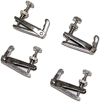 Set of 4 Pieces Violin String Adjusters Fine Tuners For 1/2 1/4 size violin (Silver)