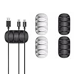 Desktop Cable Clips Holders, BlitzWolf 4 Slots Multipurpose Cable Organizer, 4PCS TPU Cords Management System for Power Wires, Charging Cables, USB Cords, Cell Phone Chargers, Audio Cables, Headphones Wires(Black & White)