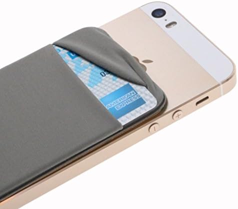 CaseArtPlus 002 Credit Card Secure Holder Stick on Wallet [Lid] Discreet ID Holder Lycra Spandex Card Sleeves for Smartphones/iPhone 6/Samsung Galaxy Cell Phone Wallet Case 3M Adhesive - Dark Grey