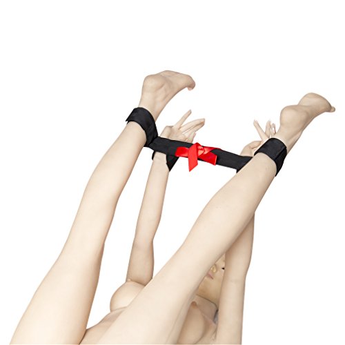 Wiftly Damen und Herren Bondage-Set Handschellen + Fußfesseln Mit roten Schleife Für Bondage SM Nylon Adult Sex-Spielzeug Fesseln Erwachsene-Bandage