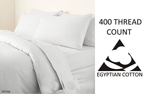 Luxury Home LinensSUPER KING SIZE FITTED 100% LUXURIOUS EGYPTIAN COMBED COTTON PERCALE - 400 THREAD COUNT - WHITE