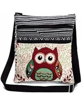 Amcool Damen Bestickte Eule Tragetaschen Schultertaschen Postman Paket