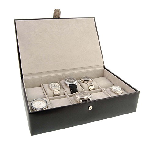 Caja para 10 relojes de esfera grande en piel negra