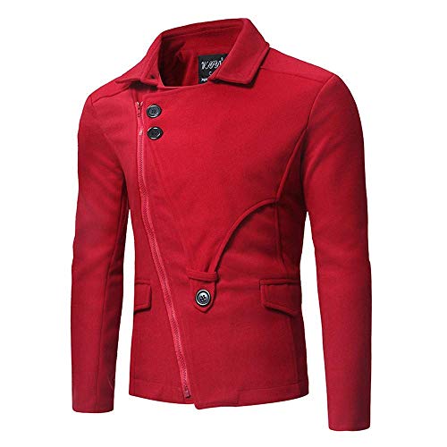 Preisvergleich Produktbild TINGSU Herren Kapuzen-Sweatshirt, langärmlig, gemütlich, Sport-Outwear mit schrägem Reißverschluss, Farbe Collision xl rot