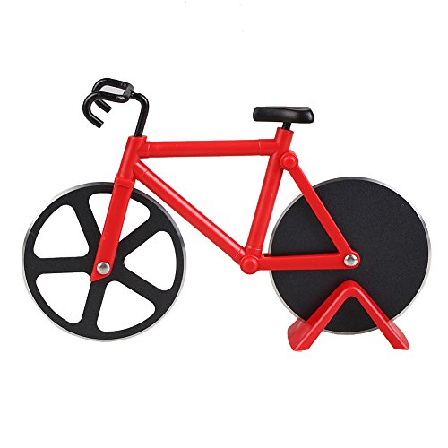 GuDoQi ® 2 Packung Fahrrad Pizza Cutter Dual Edelstahl Pizza Messer Rot - 2