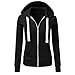 Produktbild Resplend Lange Ärmel Patchwork Jacke Outwear Damen Einfarbiger Kapuzenmantel Reißverschluss Beiläufiger Sport-Mantel Mode Langärmeliger Zip Kapuzenjacke