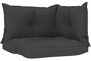 vidaXL Cojines para Sofás de Palés 3 Piezas Casa Hogar Sillas Asientos Salón Comedor Terraza Exterior Muebles Mobiliario Tela Gris Antracita