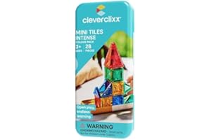 Cleverclixx Mini Tiles Pack 28 Teile, kompaktes Design für unterwegs to Go, inklusive Aufbewahrungsbox, langlebiges Magnetspielzeug, Mint, erweiterbare Sets, für Kinder ab +3 Jahren (Knallfarben)