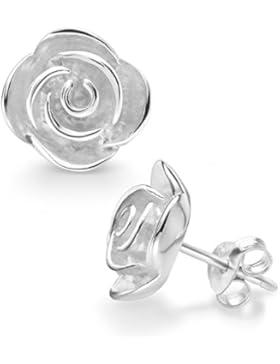 Silvinity Rosen Ohrringe 925 Silber Stecker Ø 10mm - Damen Ohrstecker Blume groß inkl. Etui #SV-236-S