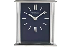 WIDDOP AND CO WM.Widdop. Silver Mantel Clock Navy Face - W2941