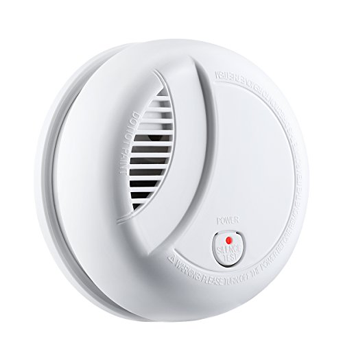Preisvergleich Produktbild Rauchwarnungs-Feuerdetektor, angetrieben durch Batterie 9V, für Haus, Schlafzimmer, Wohnzimmer, Hotel, Schule, Lager usw. (weiß, 1 Stück)