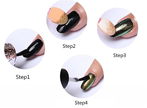 3 Farben Nagel Pigment Mirror Powder,Nail Glitzer Spiegel Effekt Pulver Glitter, CIDBEST® Spiegel Pulver, Mirror Nail Glitter Powder, Nagelkunst DIY Dekoration, Nageldesign Chrome Pigment-glänzendes Metallic Nail (2g/Stück) - 6