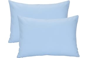 WINMANY 2Pack Baby Kids Pillowcases, Toddler Cushion Cover Travel Pillow Case Cover Soft Breathable Envelope Style for Boys Girls Bedding Toddler Cot 49 x 36cm Machine Washable (Light Blue)