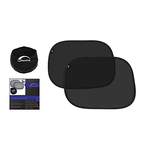 myPentos Premium Sonnenschutz mit UV-Schutz | Schützt ihr Kind und ihre Haustiere vor der Sonne | Schnelle Installation| Gratis Tasche zum einfachen verpacken| Zwei universelle Sonnenschutze für alle Autovarianten | - 9