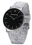 ALEXANDER GRAY Unisex-Uhr Denver – Silberne Armbanduhr mit feinem Atmungsaktiven Stoff-Armband und ultradünnem Gehäuse – Dein tägliches Style-Highlight