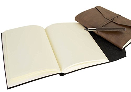 Viaggio Notizbuch handgefertigt mit Einband aus recyceltem Italienisches Leder Tan Small, blanko Seiten (17cm x 13cm x 2cm) - 3