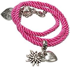 Edelweiss Alpenflüstern Wrap Bracelet (Pink)- Bavarian Costume Jewellery & Trachtenarmband for Dirndl