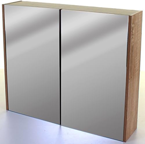Marko Bathroom Wood Effect Bathroom Furniture Storage Cupboard Cabinet Caddy Mirror Under Sink (Double Door Mirror Cabinet)