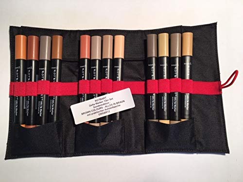dmbr12 - Delta Marker Set - Brown de Colors - Todo en color marrón - Twin/Zwilling Marcador - Plus especial de atril bolsillo.