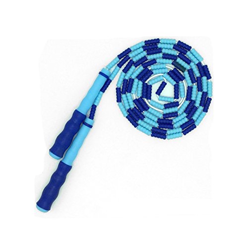 Lemong regolabile Jump Rope per bambini e adulti - Corda per saltare arcobaleno con plastica in rilievo segmentazione plastica per saltare con manico in silicone, Blue