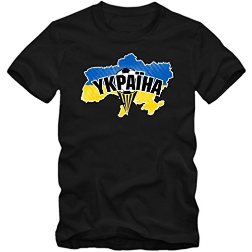 Ukraine EM 2016 #1 T-Shirt | Fußball | Herren | Schowto-blakytni | Trikot | Nationalmannschaft, Farbe:Schwarz (Deep Black L190);Größe:S