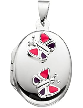 JOBO Kinder Medaillon Schmetterling rosa pink für 2 Fotos 925 Silber Kindermedaillon