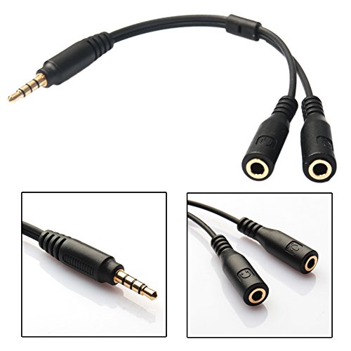 Demiawaking Audio Stereo da 3,5Â mm maschio a 2Â femmine Y adattatore cavo splitter per auricolari con microfono per iPhone e Android Smartphone Samsung Galaxy
