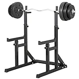 Popamazing Adjustable Heavy Duty Squat Rack Stand Dip Stand Dip Rack with Spotter