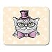 Produktbild AOCCK Gaming Mauspads, Gaming Mouse Pad Funny Cat in Hat Glasses and Bow Tie Hand Drawing Adorable Animal Beautiful Boy 11.8"x 9.8" Decor Office Nonslip Rubber Backing Mousepad Mouse Mat