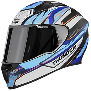 Studds Thunder D8 Matt Black N1 Blue With Mirror Visor 580MM (L)