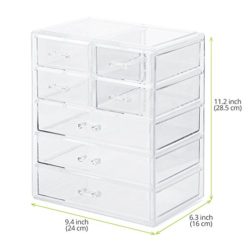 Acryl Makeup Box, EZOWare Acryl Makeup und Kosmetik Aufbewahrung / Organiser mit 5 Ebenen 7 Schubladen – Kristall - 9