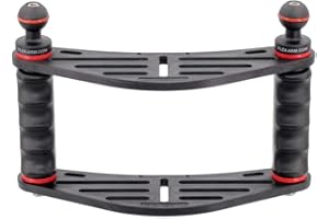 Platine Double Universel de Plongée Action Camera pour GoPro DJI Osmo et Caissons Photo sous Marine avec Poignée Boule 25 mm FLEX-ARM ST20119