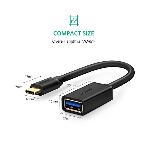 UGREEN Adaptateur USB C vers USB 3 1 5Gbps C  ble OTG USB Type C M  le    Femelle pour Macbook Pro  Samsung Galaxy S9 S8 Note 9 A8 2018 A3 A5 A7 2017  Huawei P20 Pro P10 P9 Mate 10  17CM  Noir 