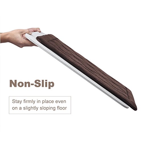 LANGRIA Badematte 17“x24 “ Schnell Trockend und Lüftend Badvorleger Memory Foam Weiche Bequeme Wasser Absorbent Duschvorleger, Moderne korallenrote-Vlies Oberfläche, Rutschfeste Teppich für Schlafzimmer, Küche, Flur, Tür (Braun) - 5