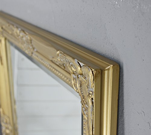 elbmöbel Wandspiegel in gold antik mit Patina 82 x 62cm barock mit Holz-Rahmen und Facettenschliff - 5