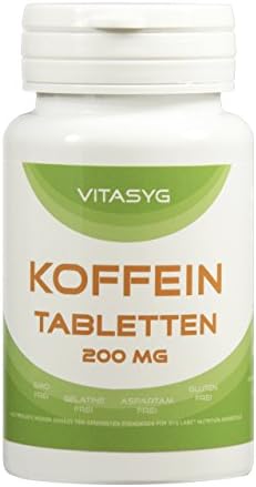 Vitasyg Caffeine Tablets 200 mg High Dose Tablets, 1 Pack