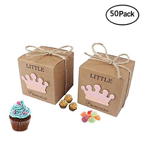 Aisaving 50pcs Baby Shower Favour Boxes Papier Kraft Boîte de Bonbons