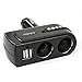 Produktbild Bovake New 2 USB Charger Supply + Double Sockets Car Cigarette Lighter Extender Splitter