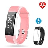 Lintelek Fitness Armband Herzfrequenzmesser Fitness Tracker Plus HR Sport Uhr Bracelet Spritzwasser geschützt Smartwatch Schrittzähler GPS Anrufe SMS Nachrichten Smart Armbanduhr