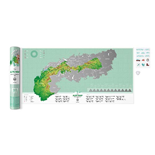 Mappa Gratta e Vinci Alpi Gratta e Vinci Mappa per Amanti di Viaggi Scratch Off Poster per Gli Appassionati di Arrampicata e Sci Idea Regalo i Migliori Dettagli Cartografici Tubo per la Conservazione